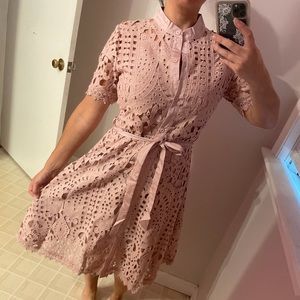 Mauve crotchet button down dress
